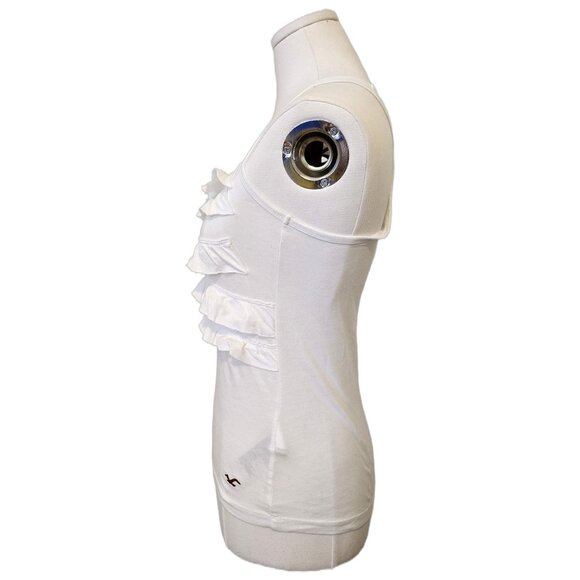 Vintage Y2K Hollister White Tank Top Ruffles Coquette Bella Swan Summer Sz XS - Picture 5 of 8